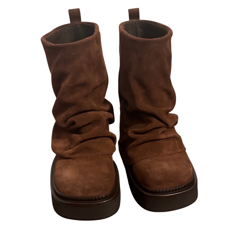 The Attico Mini Robin Brown Suede Slouchy Platform Combat Boots 37 251WSH00832